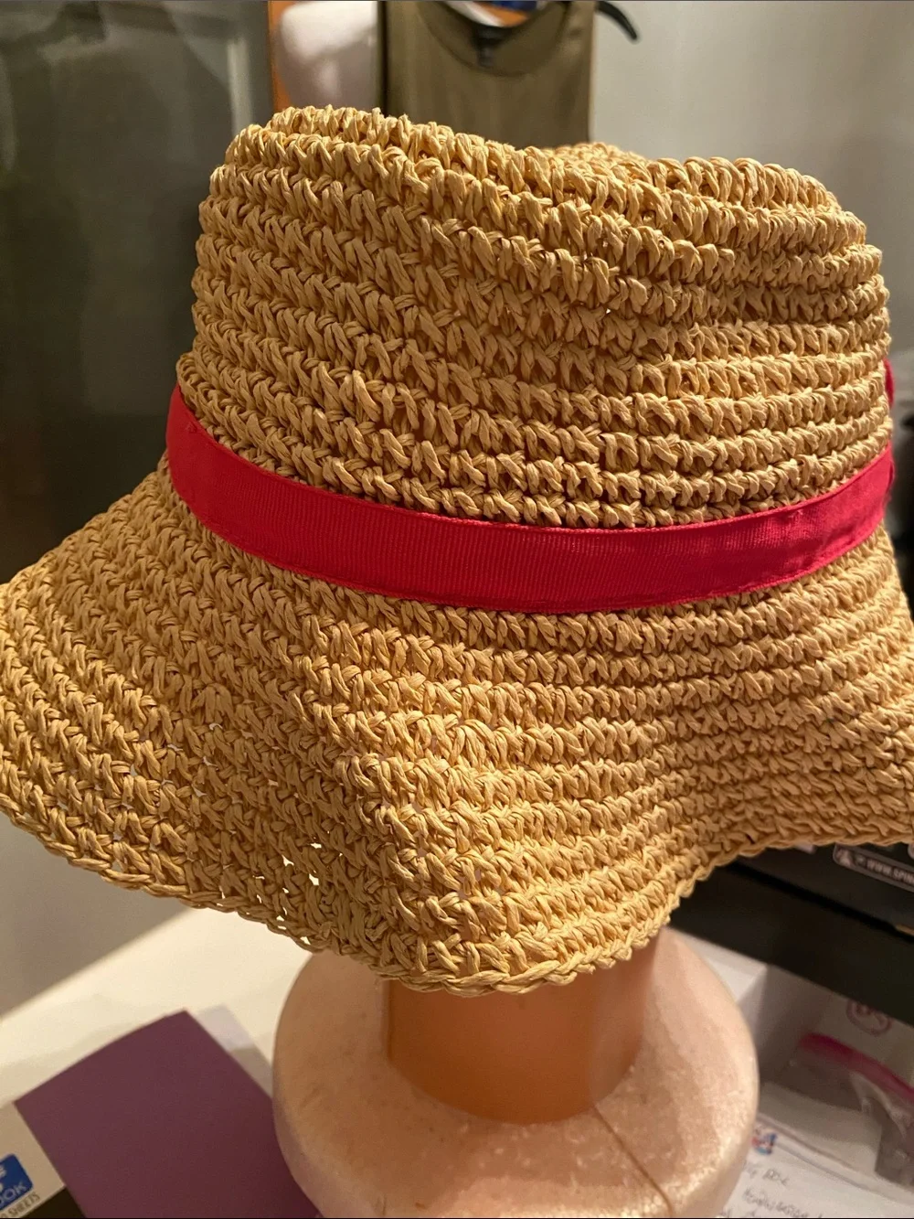 Gymboree 2t-3t Kids Straw Sunhat with Pink Flower Accent
